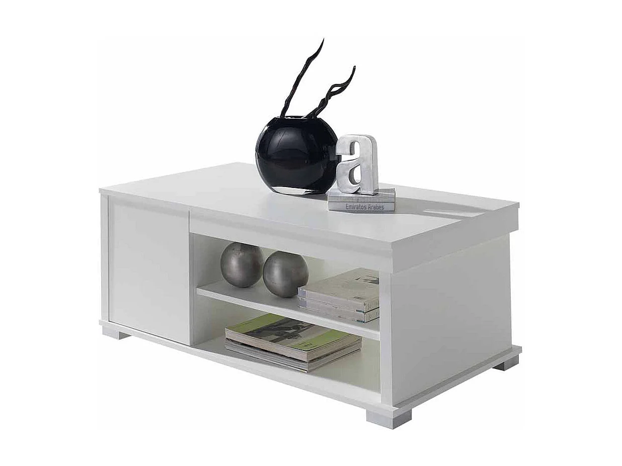 Wohnzimmer Couchtisch in Weiß Tischplatte hochklappbar