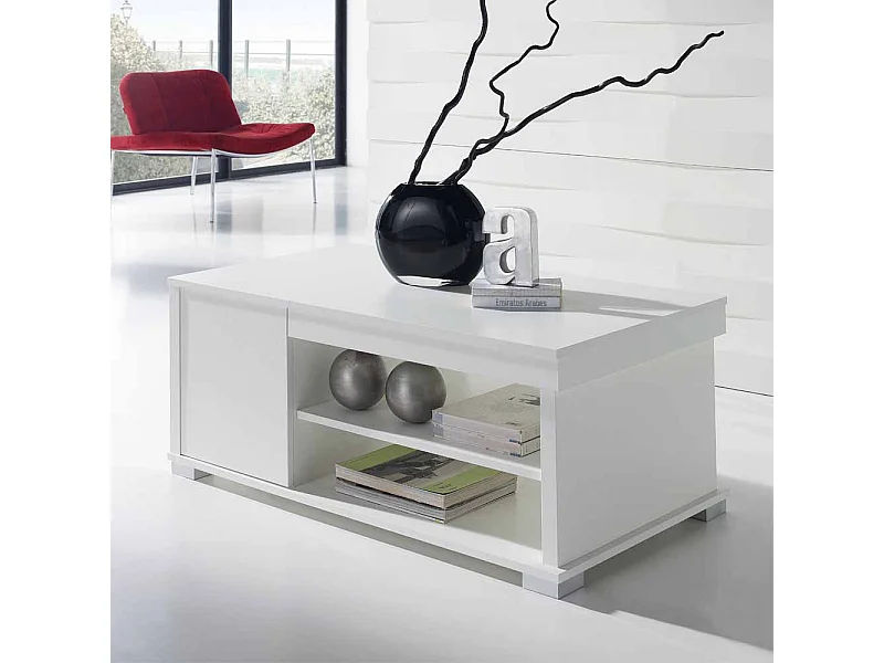 Wohnzimmer Couchtisch in Weiß Tischplatte hochklappbar