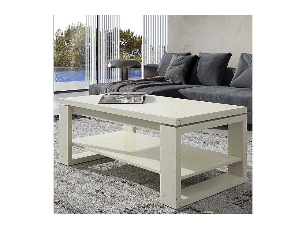 Couchtisch in Creme Weiß hochklappbarer Tischplatte