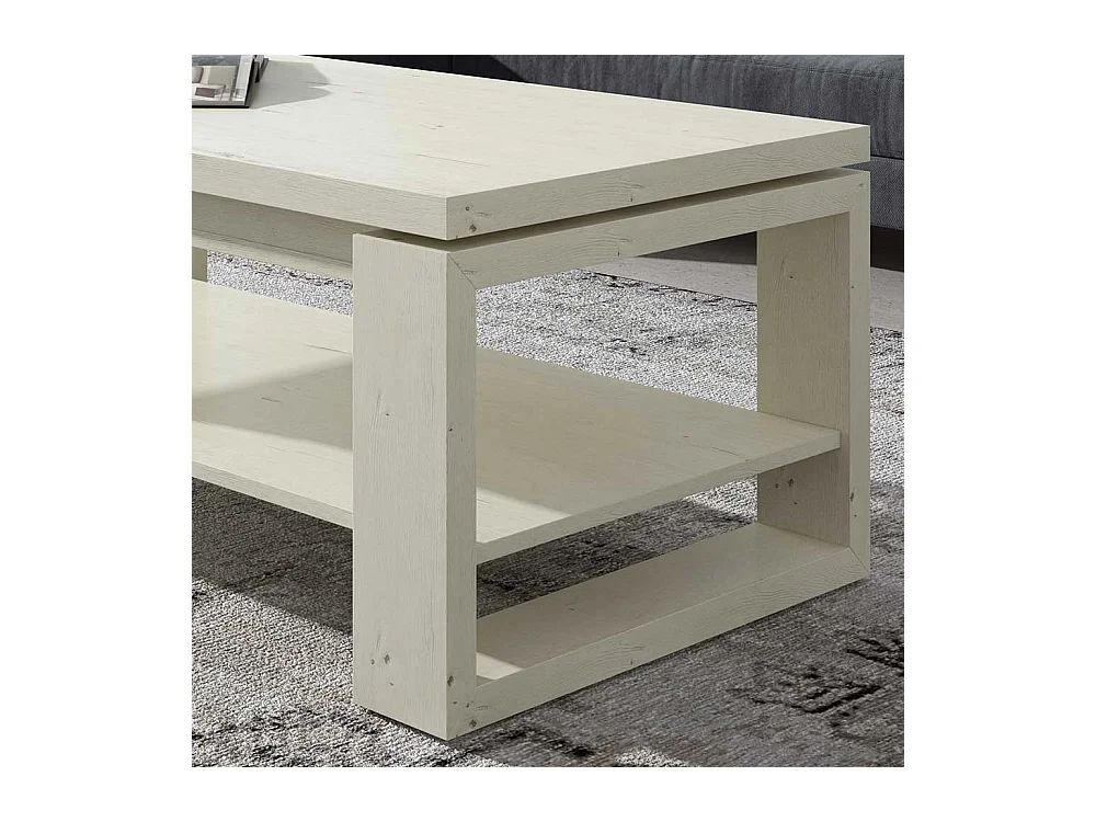 Couchtisch in Creme Weiß hochklappbarer Tischplatte