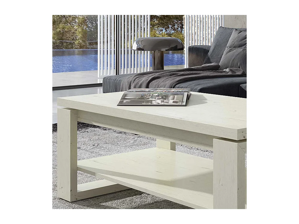 Couchtisch in Creme Weiß hochklappbarer Tischplatte