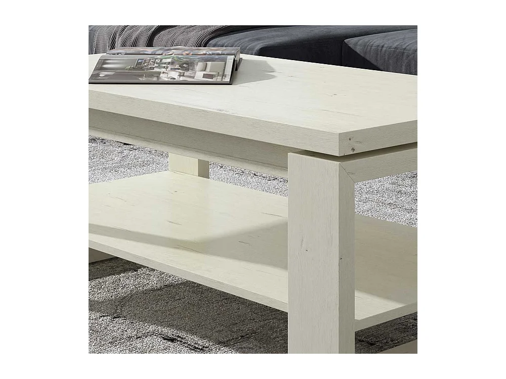 Couchtisch in Creme Weiß hochklappbarer Tischplatte