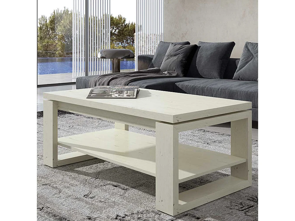 Couchtisch in Creme Weiß hochklappbarer Tischplatte