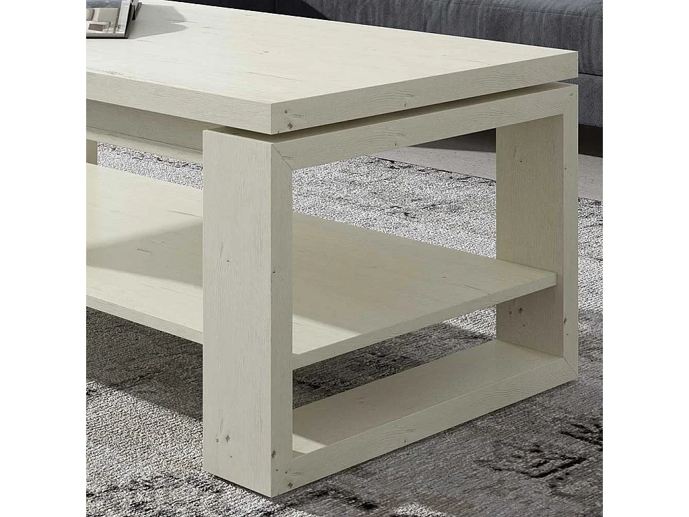 Couchtisch in Creme Weiß hochklappbarer Tischplatte