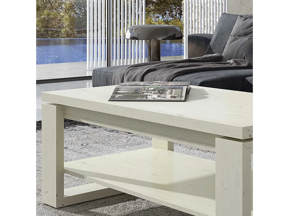 Couchtisch in Creme Weiß hochklappbarer Tischplatte