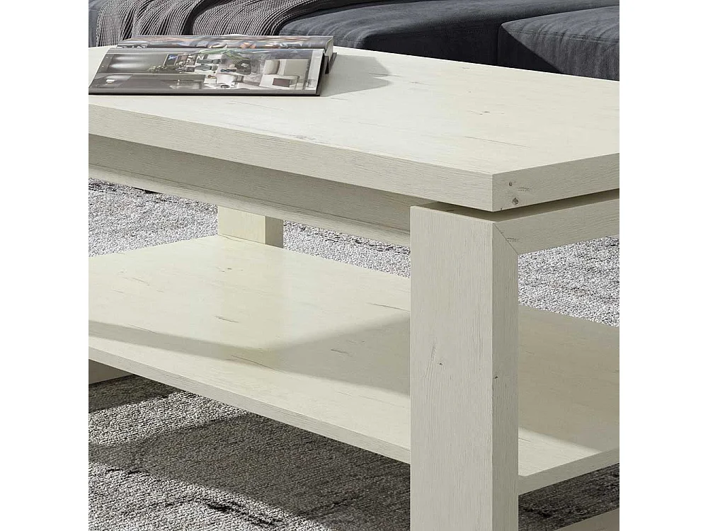 Couchtisch in Creme Weiß hochklappbarer Tischplatte