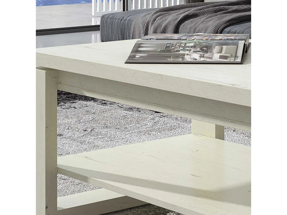 Couchtisch in Creme Weiß hochklappbarer Tischplatte