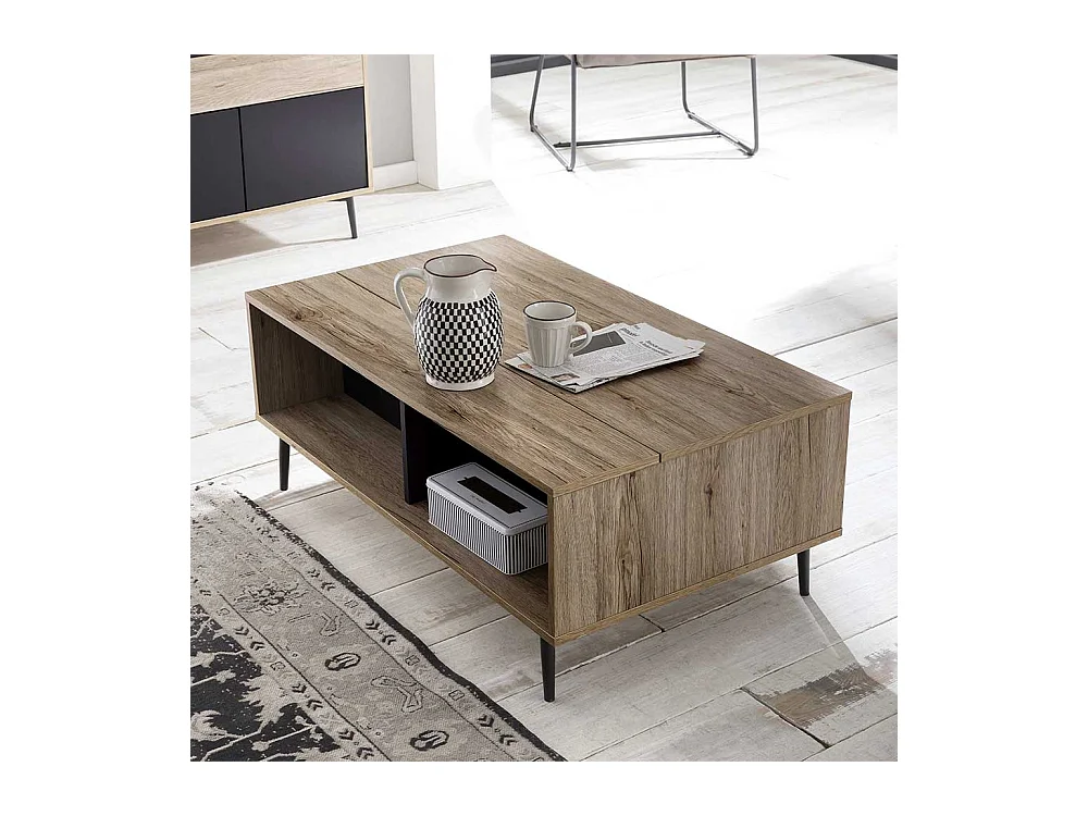 Verstellbarer Couchtisch mit hochklappbarer Tischplatte 100 cm breit