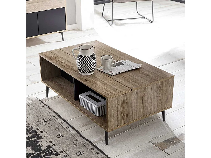 Verstellbarer Couchtisch mit hochklappbarer Tischplatte 100 cm breit