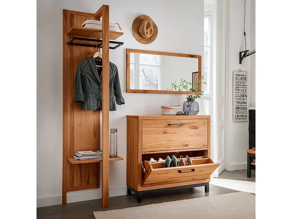 Garderoben Wandspiegel mit Holzrahmen Kernbuche Massivholz