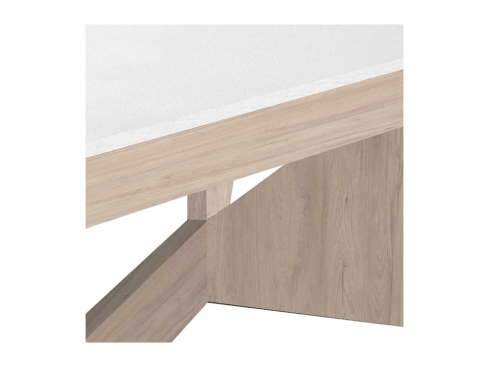 Designercouchtisch in Weiß und Eiche Bianco hochklappbarer Tischplatte