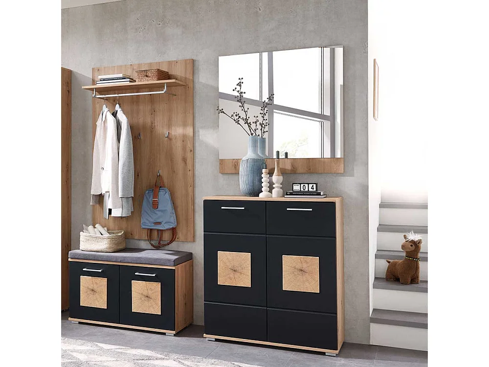 Wandspiegel modern in Wildeichefarben 84 cm hoch - 84 cm breit