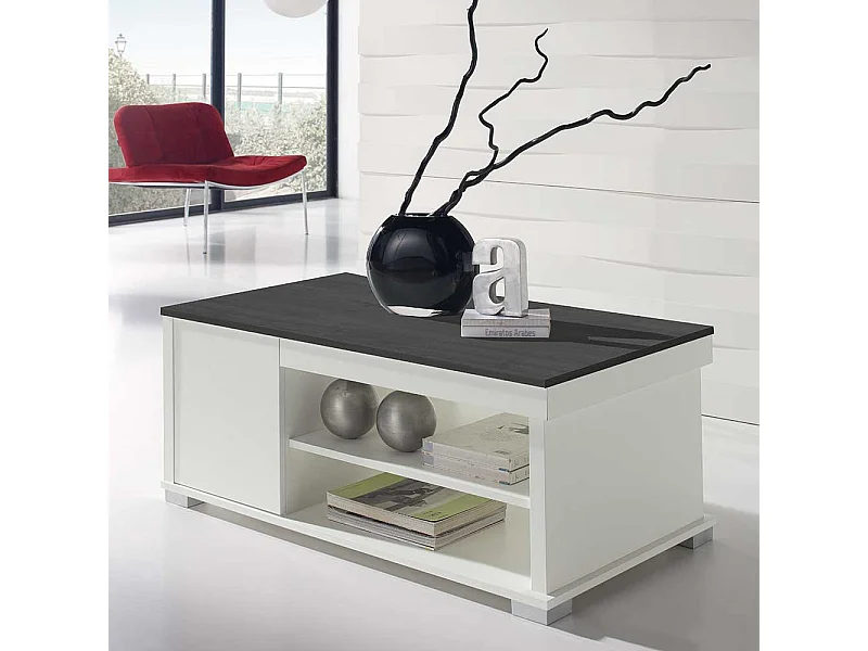 Design Couchtisch in Schwarzgrau und Weiß hochklappbarer Tischplatte