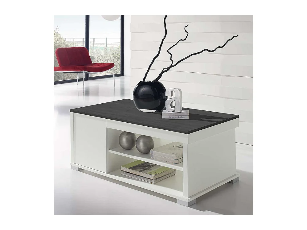 Design Couchtisch in Schwarzgrau und Weiß hochklappbarer Tischplatte