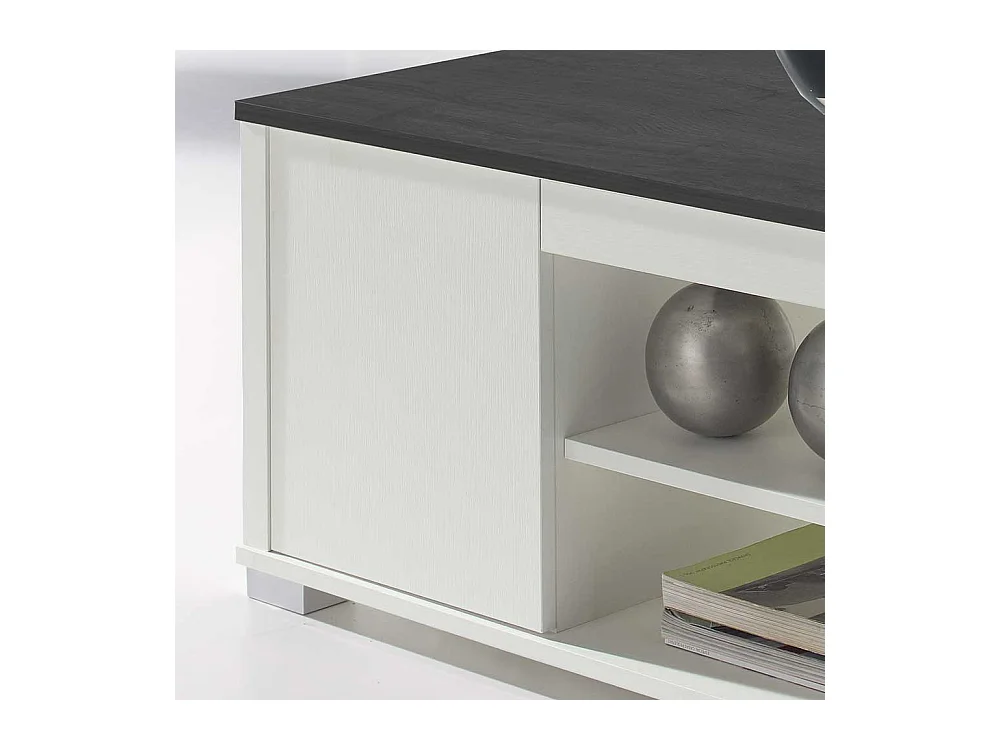 Design Couchtisch in Schwarzgrau und Weiß hochklappbarer Tischplatte