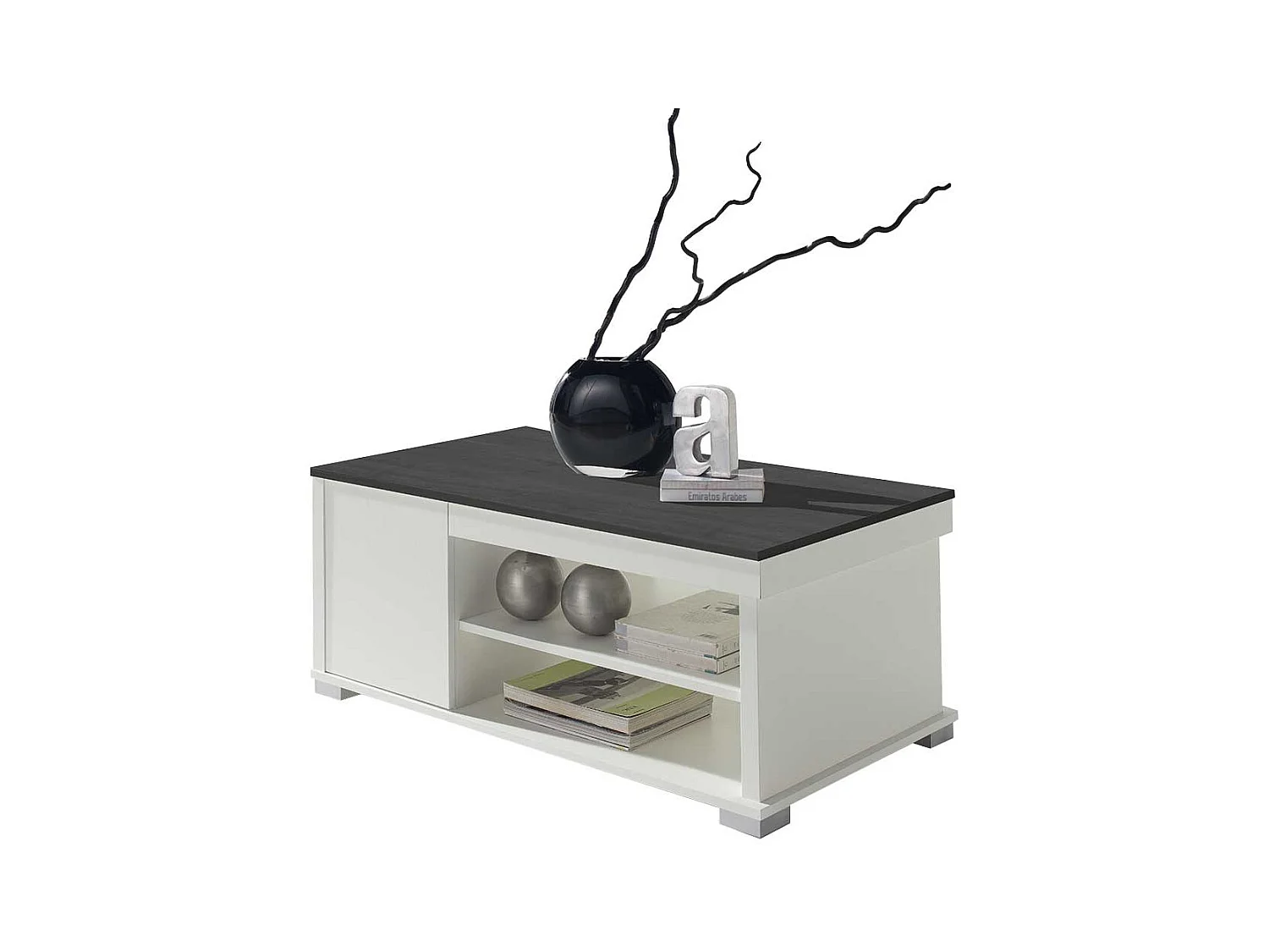 Design Couchtisch in Schwarzgrau und Weiß hochklappbarer Tischplatte
