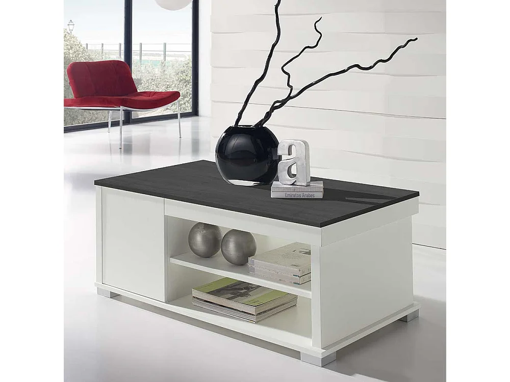 Design Couchtisch in Schwarzgrau und Weiß hochklappbarer Tischplatte