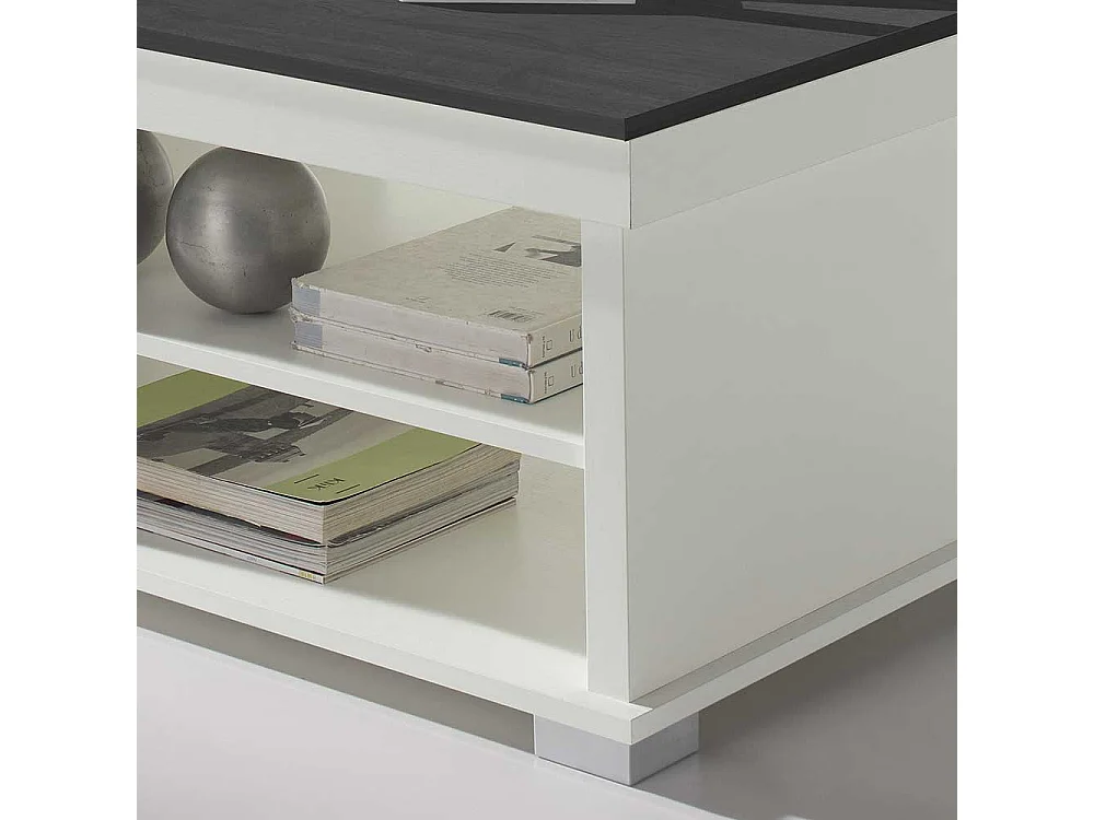 Design Couchtisch in Schwarzgrau und Weiß hochklappbarer Tischplatte