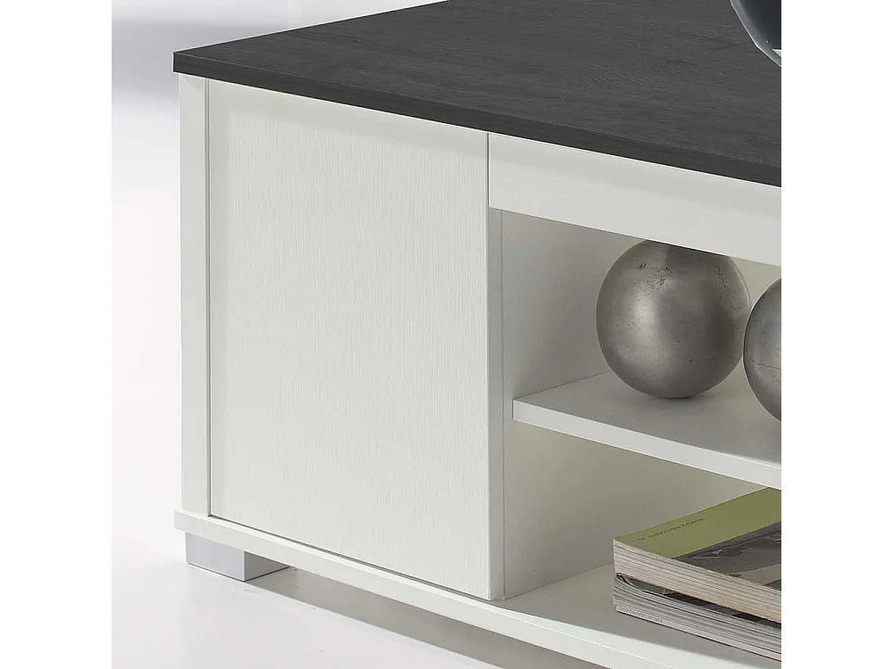 Design Couchtisch in Schwarzgrau und Weiß hochklappbarer Tischplatte