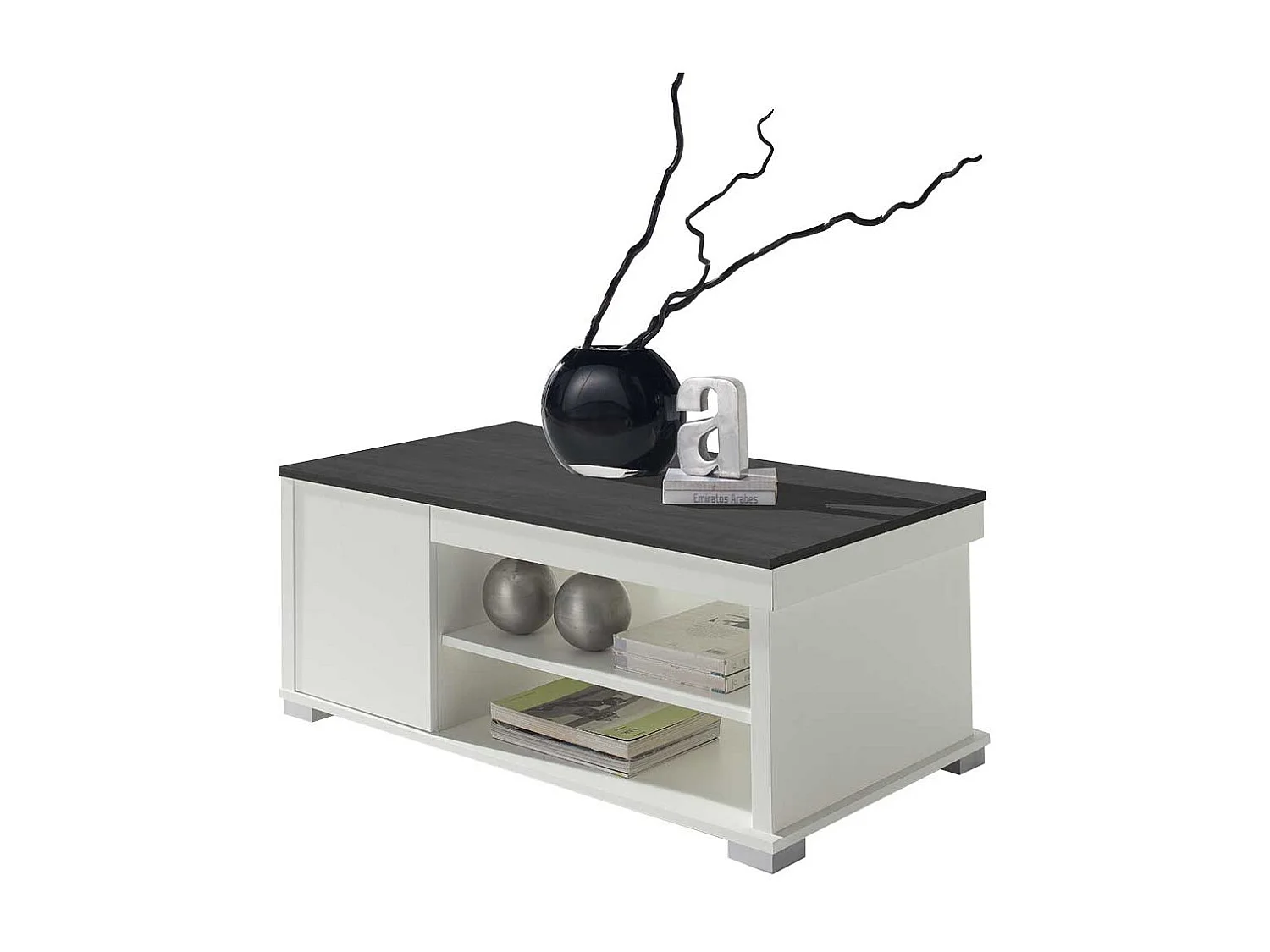 Design Couchtisch in Schwarzgrau und Weiß hochklappbarer Tischplatte