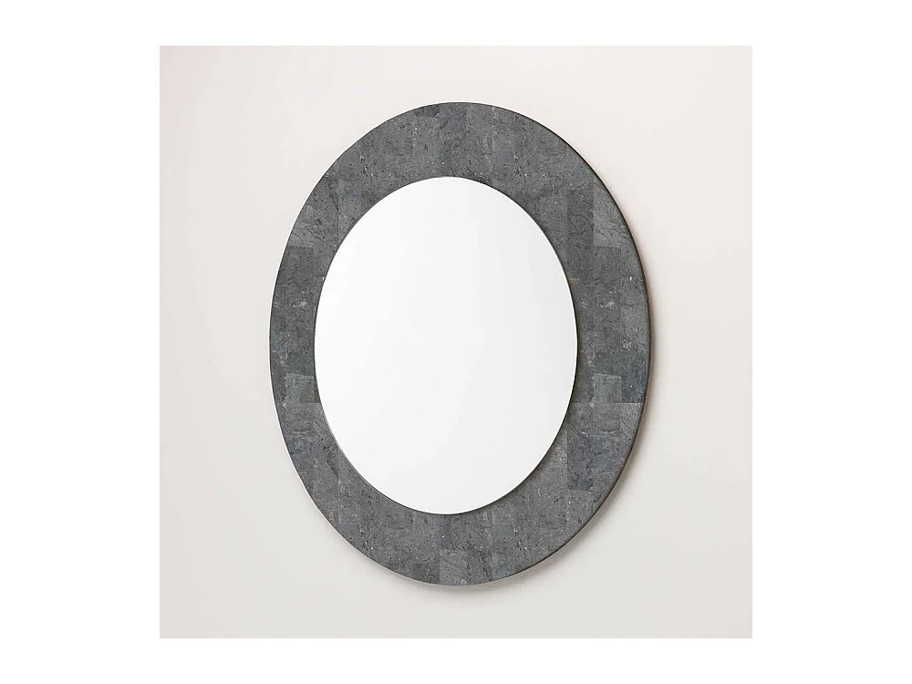Runder Spiegel mit Steinrahmen Grau