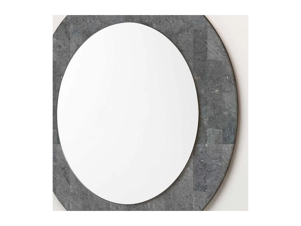Runder Spiegel mit Steinrahmen Grau