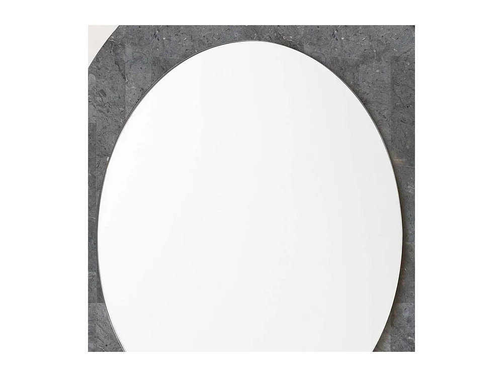 Runder Spiegel mit Steinrahmen Grau