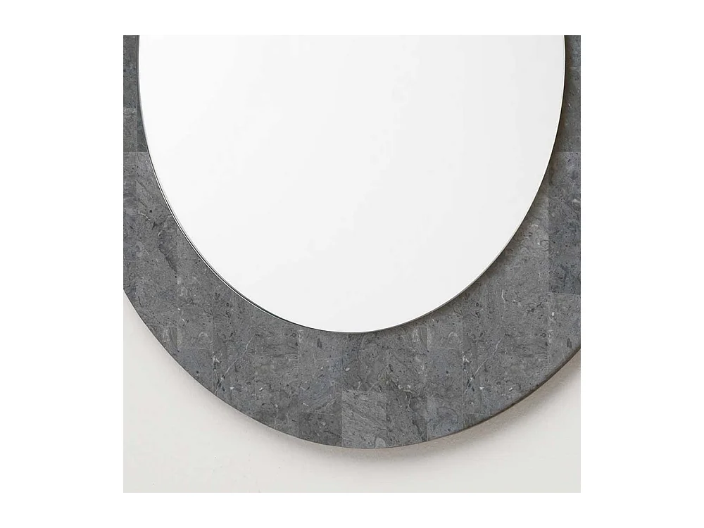 Runder Spiegel mit Steinrahmen Grau