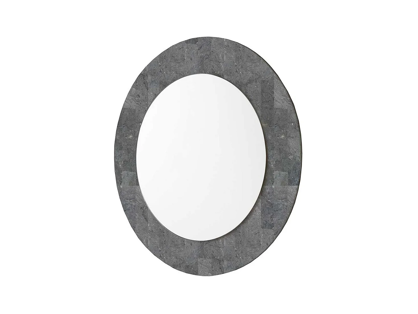 Runder Spiegel mit Steinrahmen Grau