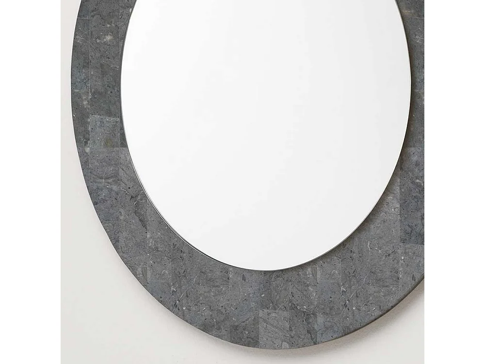 Runder Spiegel mit Steinrahmen Grau