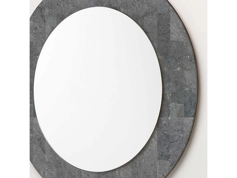 Runder Spiegel mit Steinrahmen Grau