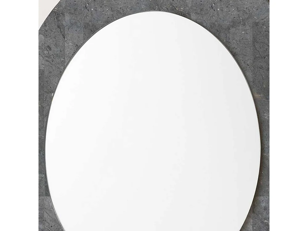 Runder Spiegel mit Steinrahmen Grau