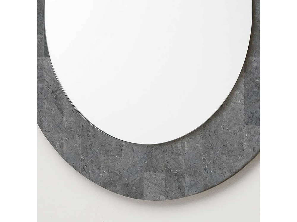 Runder Spiegel mit Steinrahmen Grau