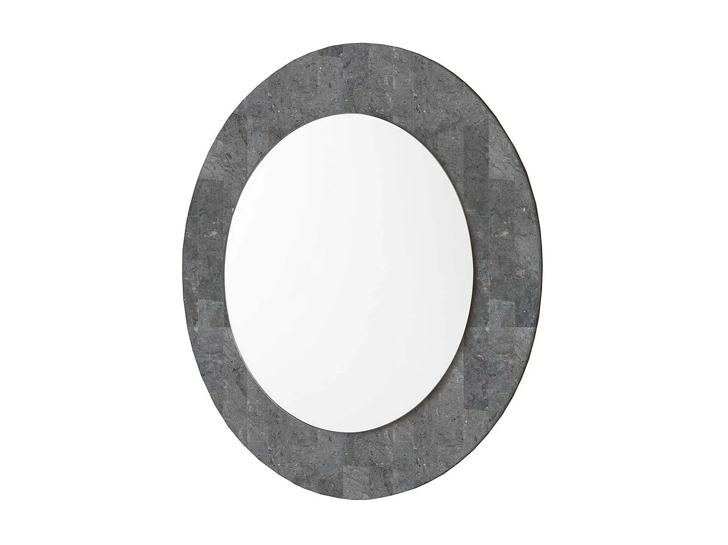 Runder Spiegel mit Steinrahmen Grau