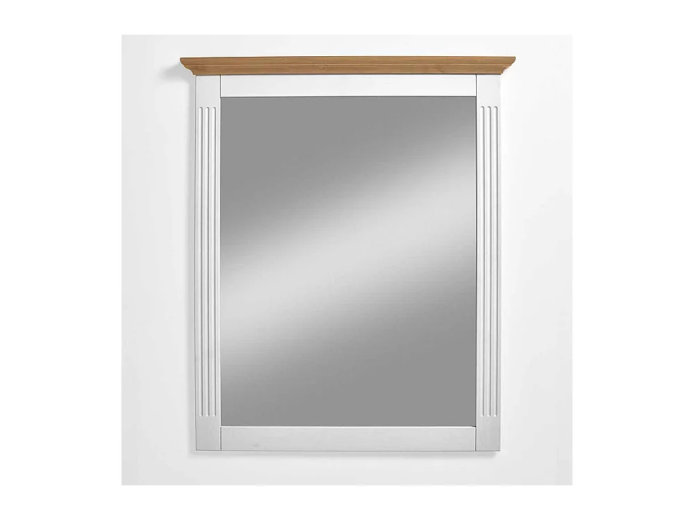 Garderobenspiegel in Weiß Kiefer massiv Landhaus Design