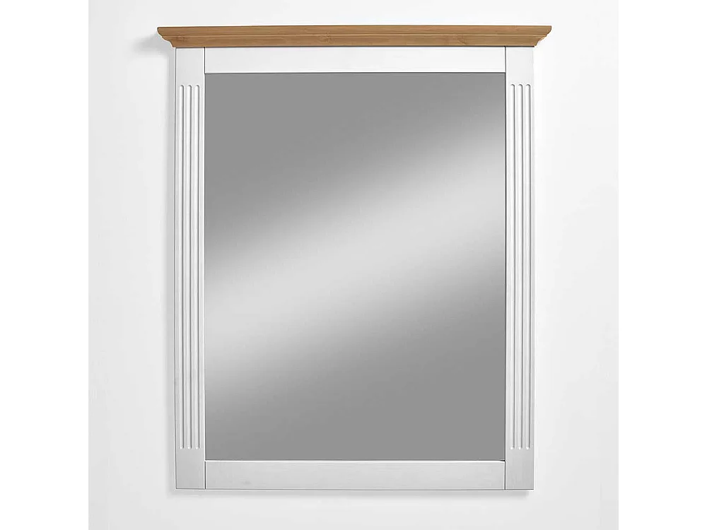 Garderobenspiegel in Weiß Kiefer massiv Landhaus Design