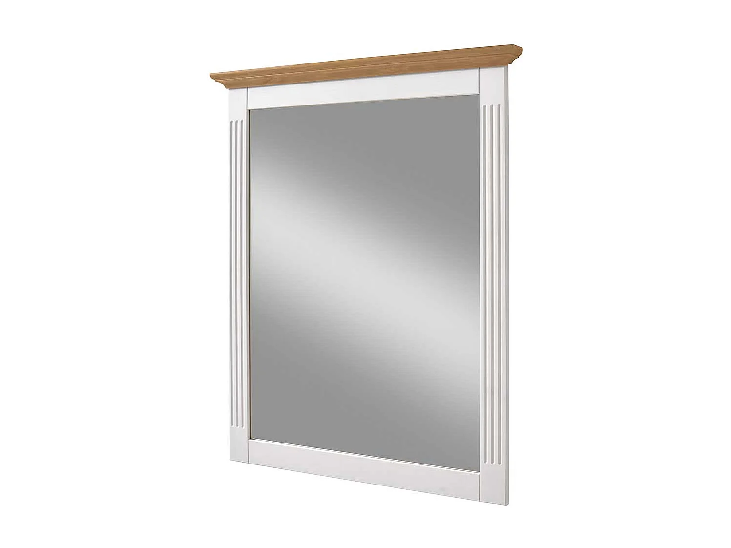 Garderobenspiegel in Weiß Kiefer massiv Landhaus Design