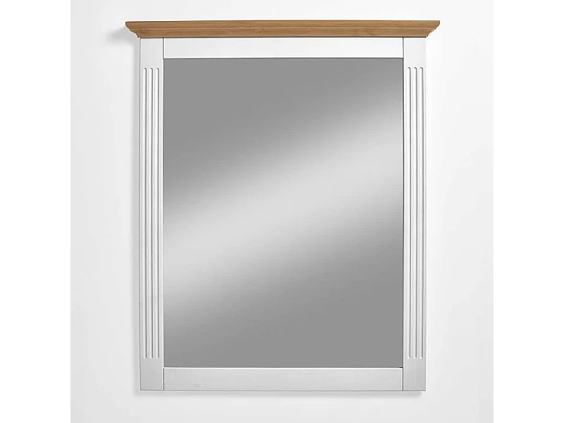 Garderobenspiegel in Weiß Kiefer massiv Landhaus Design