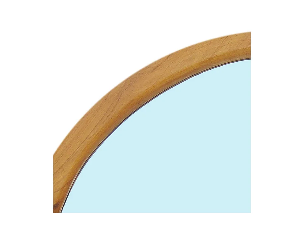 Garderobenspiegel 60 cm aus Teak Massivholz und Rattan Skandi Design