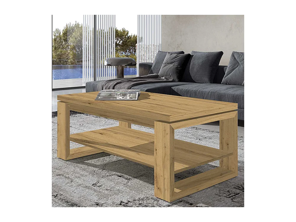 Salontisch in Wildeichefarben hochklappbarer Tischplatte