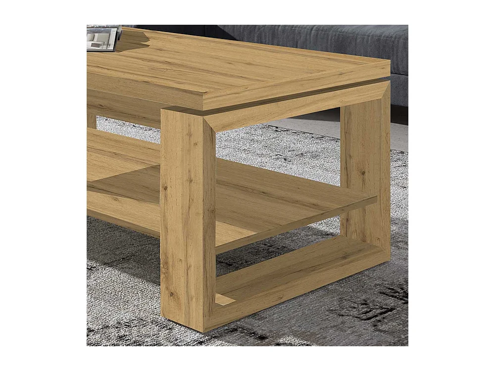 Salontisch in Wildeichefarben hochklappbarer Tischplatte