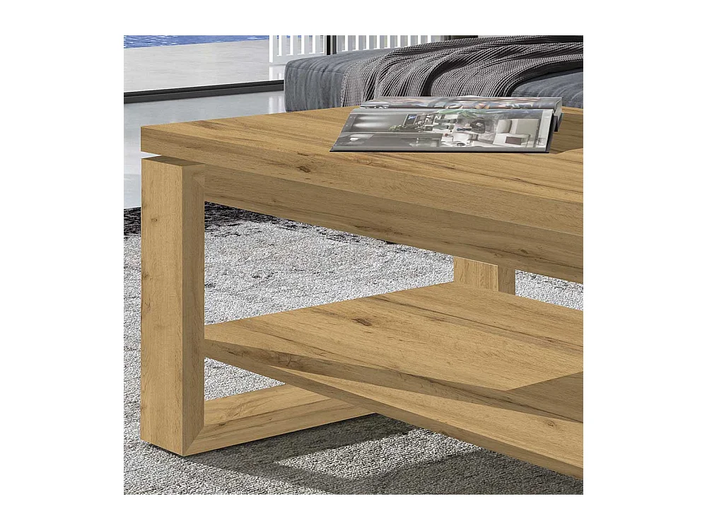 Salontisch in Wildeichefarben hochklappbarer Tischplatte