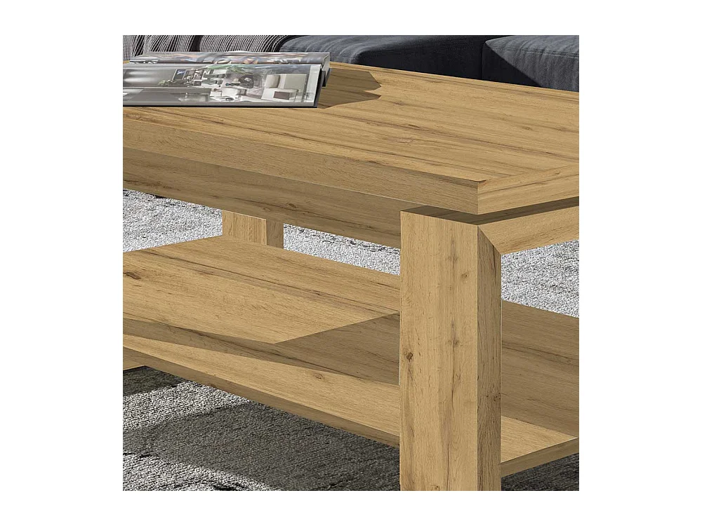 Salontisch in Wildeichefarben hochklappbarer Tischplatte