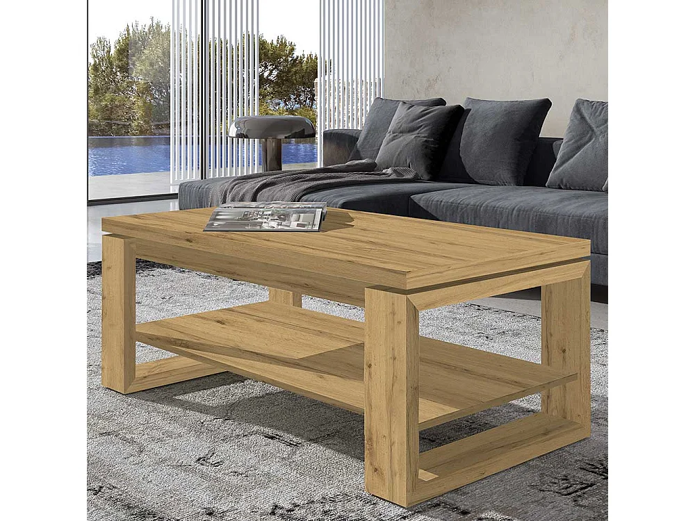 Salontisch in Wildeichefarben hochklappbarer Tischplatte