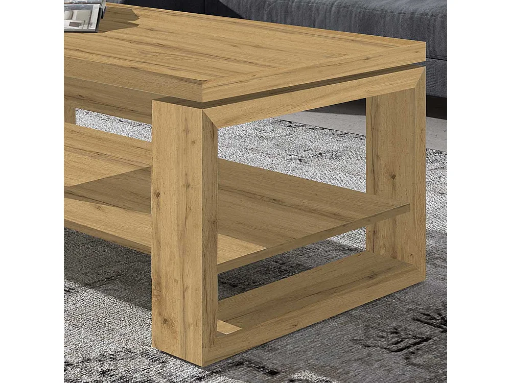 Salontisch in Wildeichefarben hochklappbarer Tischplatte