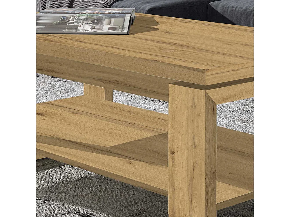 Salontisch in Wildeichefarben hochklappbarer Tischplatte