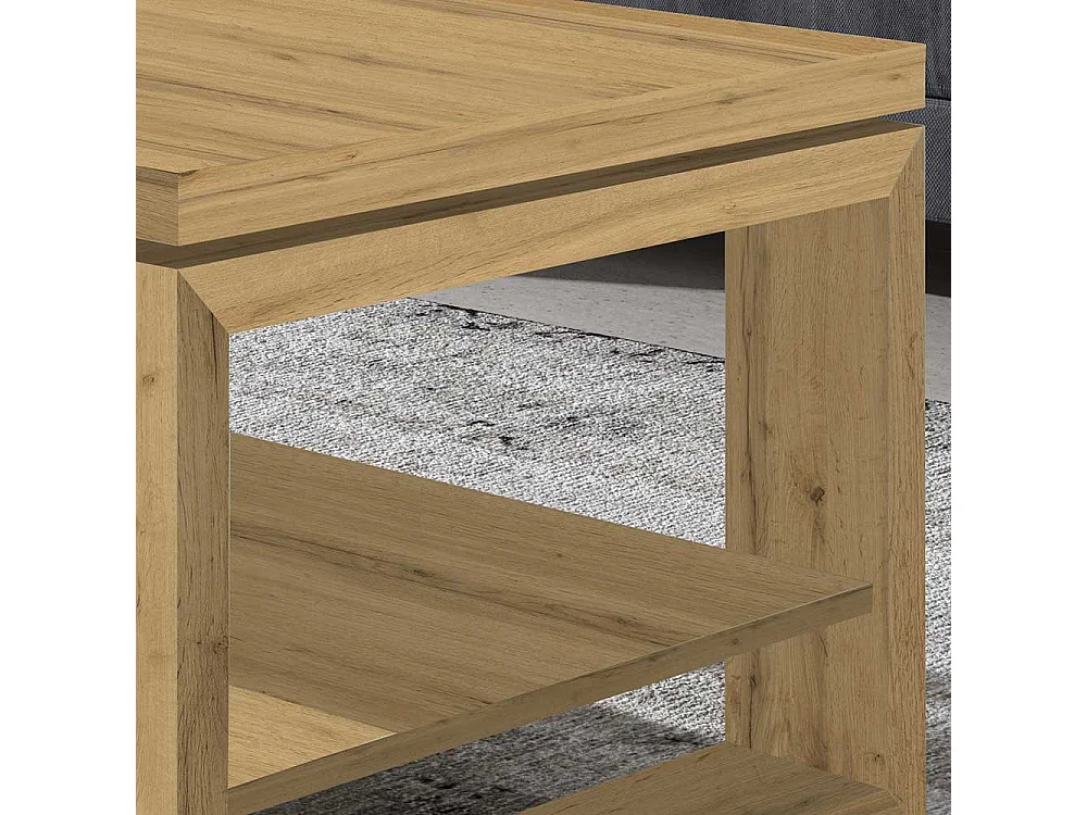 Salontisch in Wildeichefarben hochklappbarer Tischplatte