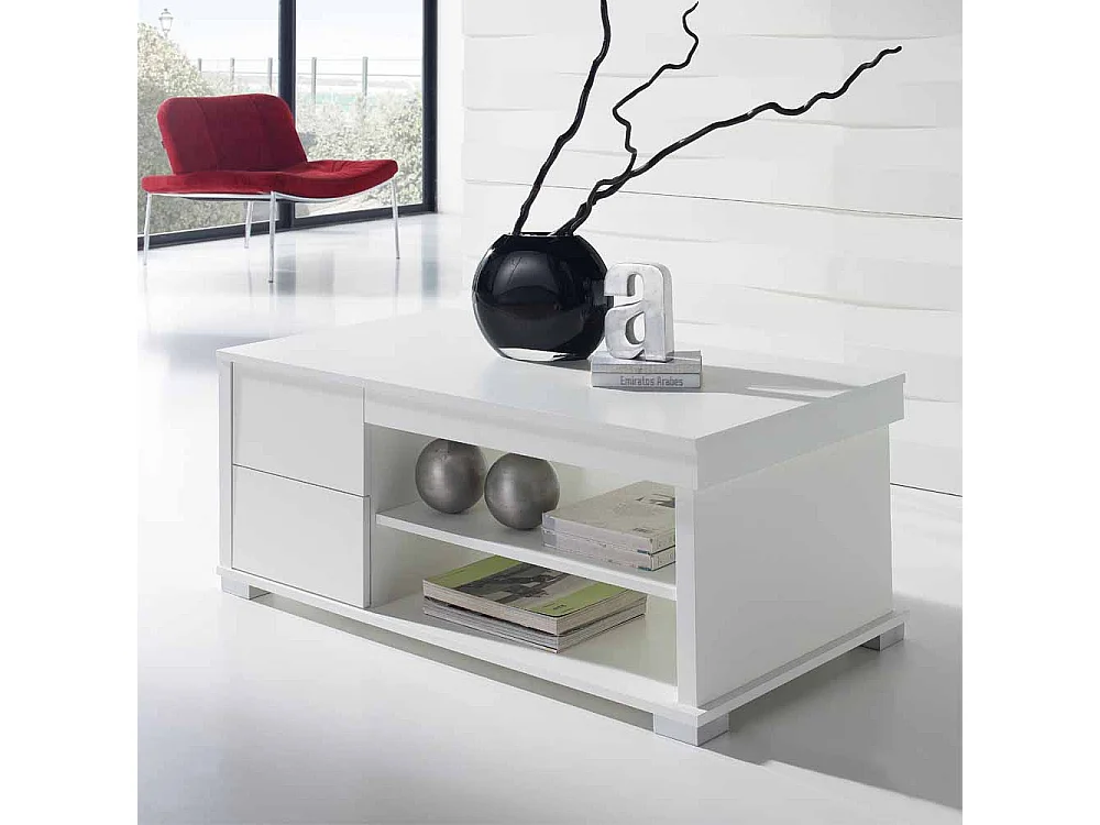 Couchtisch mit hochklappbarer Tischplatte Weiß