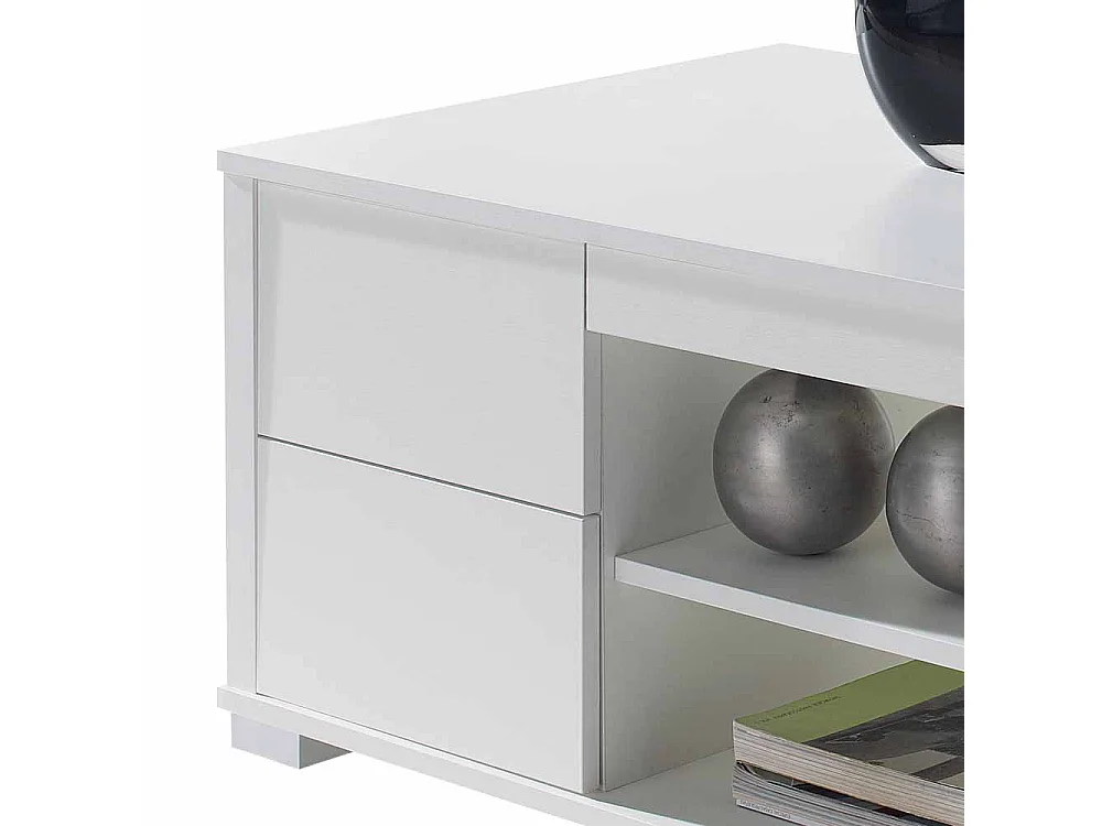 Couchtisch mit hochklappbarer Tischplatte Weiß