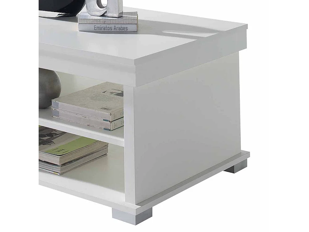 Couchtisch mit hochklappbarer Tischplatte Weiß